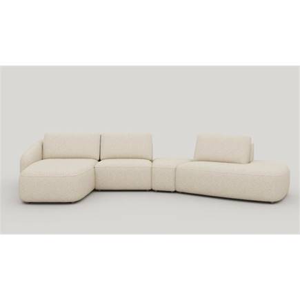 XOOON longchair links+1-zits zonder armen+triangel poef+ottomane small rechts - arm a + pocket - luton