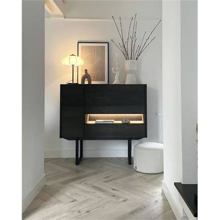 XOOON 130 cm - 1-deur + 1-lade + 1-klep (+ LED) Onyx