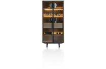 XOOON vitrine 96 cm - 2-deuren + 1-lade (+ LED) [houten legplanken] Natural bergkast