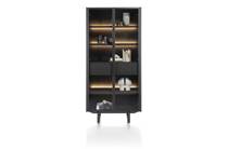 XOOON MODALI bergkast vitrine 96 cm - 2-deuren + 1-lade (+ LED) [houten legplanken] Onyx