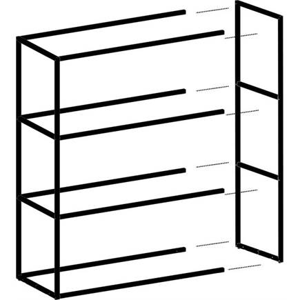 XOOON basisrek 45 cm - 3 nivo's hoog - 2 staanders