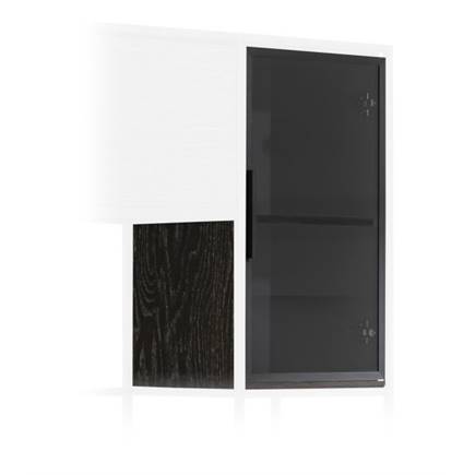 XOOON kast 45 cm - hoog - 2 nivo's - 1-glasdeur Onyx