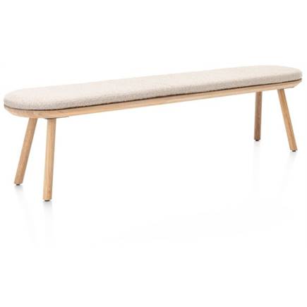 XOOON bank 200x43cm - massief eiken - houten pootjes - inclusief kussen