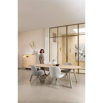 XOOON bank 200x43cm - massief eiken - houten pootjes - inclusief kussen