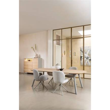 XOOON bank 200x43cm - massief eiken - houten pootjes - inclusief kussen