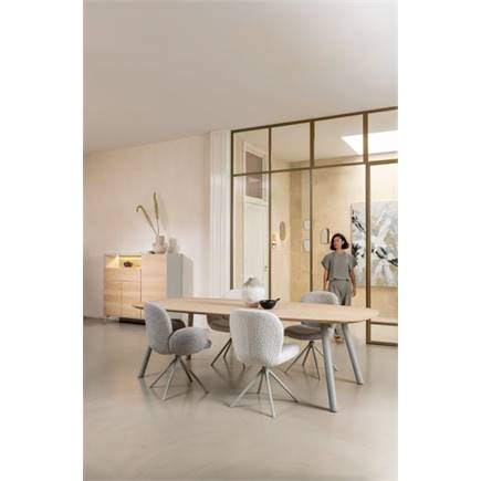 XOOON bank 200x43cm - massief eiken - houten pootjes - inclusief kussen