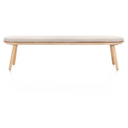 XOOON bank 200x43cm - massief eiken - houten pootjes - inclusief kussen