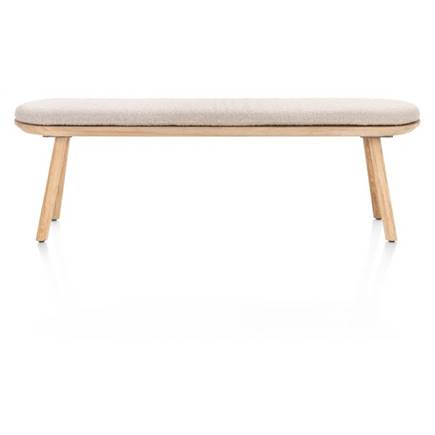 XOOON bank 160x43cm - massief eiken - houten pootjes - inclusief kussen