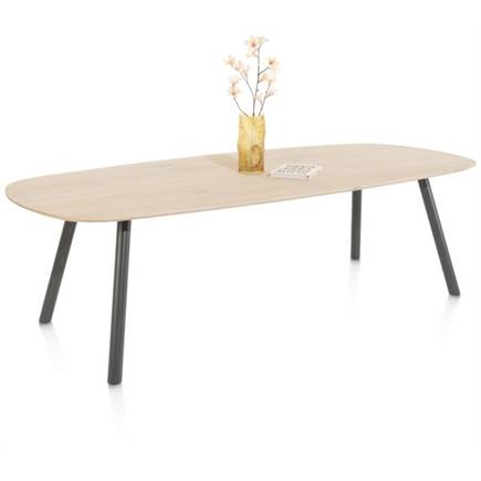 XOOON eetkamertafel 210 x 110 cm - deens ovaal - metalen poot Graphite Naturel