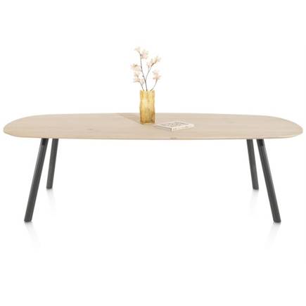 XOOON eetkamertafel 210 x 110 cm - deens ovaal - metalen poot Graphite Naturel