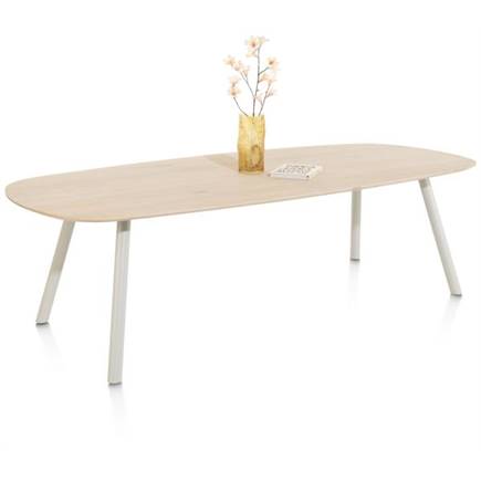 XOOON eetkamertafel 240 x 115 cm - deens ovaal - metalen poot Silk Grey Naturel