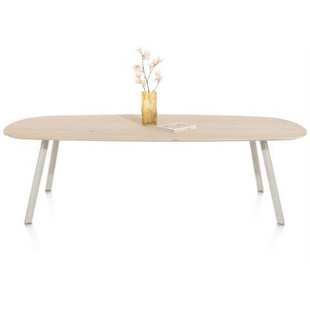 XOOON eetkamertafel 240 x 115 cm - deens ovaal - metalen poot Silk Grey Naturel