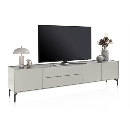 XOOON lowboard 240 cm - 3-deuren + 2-laden - bovenblad in HPL light grey