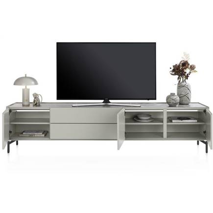 XOOON lowboard 240 cm - 3-deuren + 2-laden - bovenblad in HPL light grey
