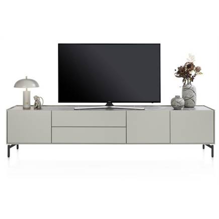 XOOON lowboard 240 cm - 3-deuren + 2-laden - bovenblad in HPL light grey