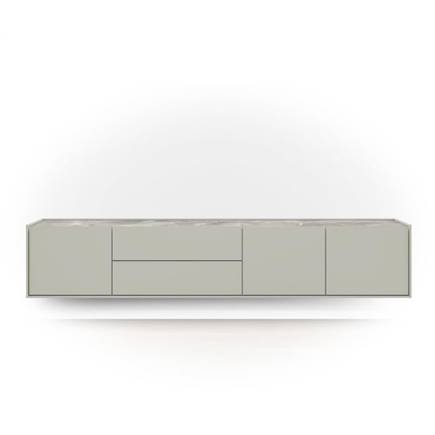 XOOON lowboard 210 cm - 3-deuren + 2-laden - bovenblad in HPL light grey