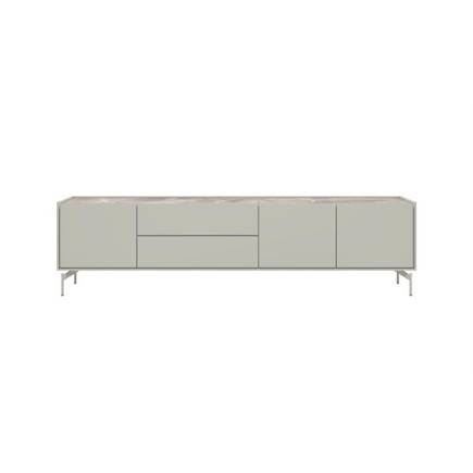 XOOON lowboard 210 cm - 3-deuren + 2-laden - bovenblad in HPL light grey