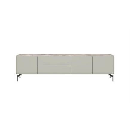 XOOON lowboard 210 cm - 3-deuren + 2-laden - bovenblad in HPL light grey