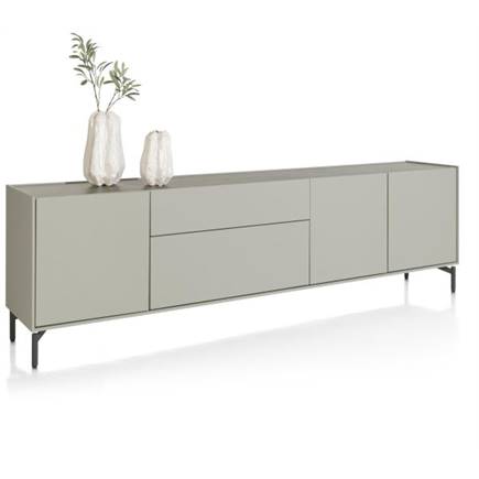 XOOON 240 cm - 3-deuren + 2-laden - bovenblad in HPL light grey