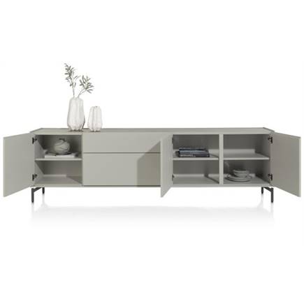 XOOON 240 cm - 3-deuren + 2-laden - bovenblad in HPL light grey