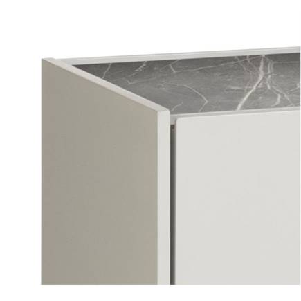XOOON 240 cm - 3-deuren + 2-laden - bovenblad in HPL light grey