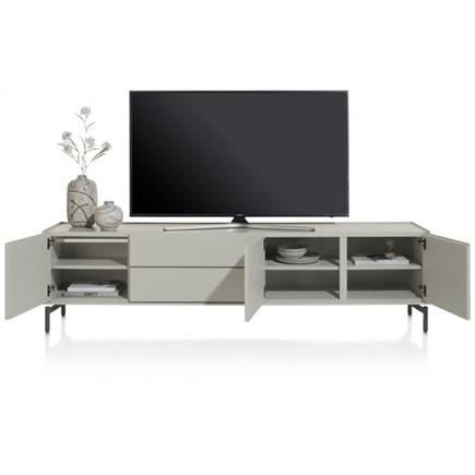 XOOON lowboard 210 cm - 3-deuren + 2-laden - geheel silk grey
