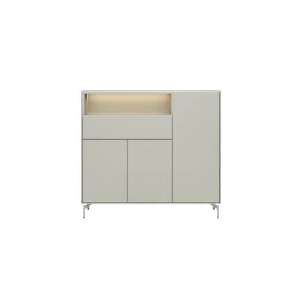 XOOON dressette 148 cm - 3-deuren + 1-lade + 1-niche (+ LED) - geheel silk grey