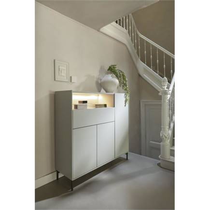 XOOON dressette 148 cm - 3-deuren + 1-lade + 1-niche (+ LED) - geheel silk grey