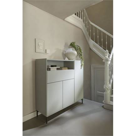 XOOON dressette 148 cm - 3-deuren + 1-lade + 1-niche (+ LED) - geheel silk grey