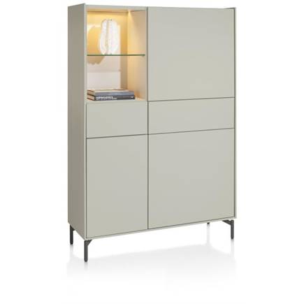 XOOON 120 cm - 3-deuren + 2-laden (+ LED) - geheel silk grey
