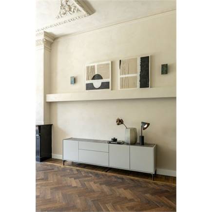 XOOON 120 cm - 3-deuren + 2-laden (+ LED) - geheel silk grey