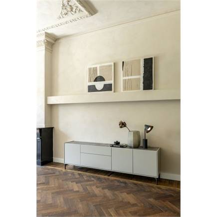 XOOON 120 cm - 3-deuren + 2-laden (+ LED) - geheel silk grey