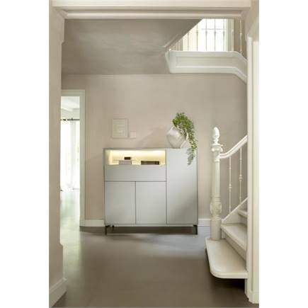 XOOON 120 cm - 3-deuren + 2-laden (+ LED) - geheel silk grey