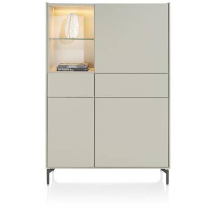 XOOON 120 cm - 3-deuren + 2-laden (+ LED) - geheel silk grey