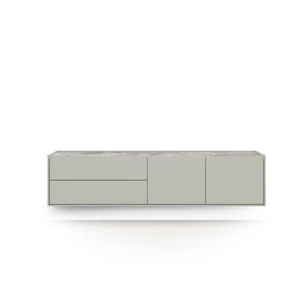 XOOON lowboard 170 cm - 2-deuren + 2-laden - bovenblad in HPL light grey