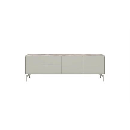 XOOON lowboard 170 cm - 2-deuren + 2-laden - bovenblad in HPL light grey