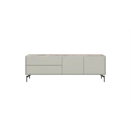 XOOON lowboard 170 cm - 2-deuren + 2-laden - bovenblad in HPL light grey