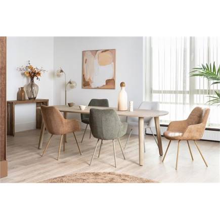 XOOON eetkamertafel 200 x 110 cm - Deens ovaal blad met houten poot Natural