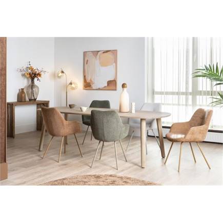 XOOON eetkamertafel 200 x 110 cm - Deens ovaal blad met houten poot Natural