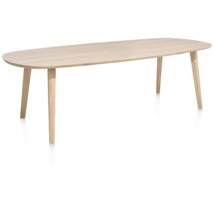 XOOON eetkamertafel 260 x 110 cm - Deens ovaal blad met houten poot Natural