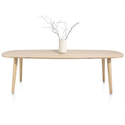 XOOON eetkamertafel 260 x 110 cm - Deens ovaal blad met houten poot Natural