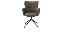 XOOON draaibaar - alu frame in graphiet - rough off black - steelbrown - selected choices eetkamer fauteuil