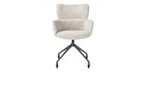 XOOON SAGE eetkamer fauteuil wielen - alu frame in graphiet - stof Luton Creme