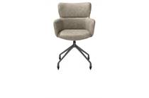 XOOON wielen - alu frame in graphiet - stof Oregon Beige eetkamer fauteuil