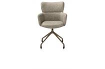 XOOON SAGE eetkamer fauteuil wielen - alu frame in steelbrown - stof Oregon Beige