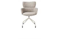 XOOON SAGE eetkamer fauteuil wielen - alu frame in creme - stof Luton Koper