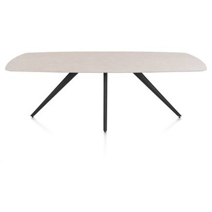 XOOON eetkamertafel ovaal 240 x 110 cm. - 4-pootjes - rough off black Light Sand