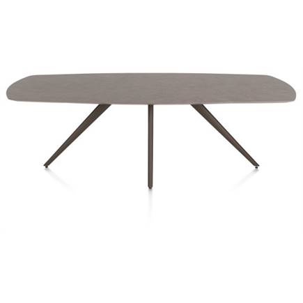 XOOON EETKAMERTAFEL OVAAL 240 X 110 CM. - 4-POOTJES - STEELBROWN Lava