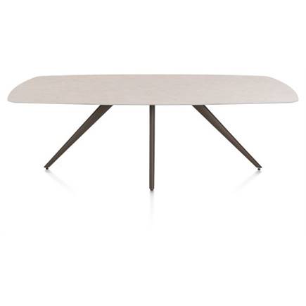 XOOON EETKAMERTAFEL OVAAL 240 X 110 CM. - 4-POOTJES - STEELBROWN Light Sand