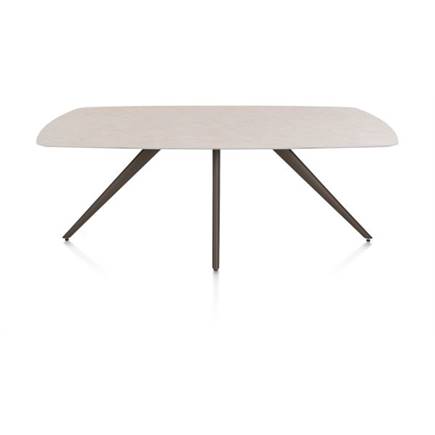 XOOON EETKAMERTAFEL OVAAL 210 X 105 CM. - 4-POOTJES - STEELBROWN Light Sand